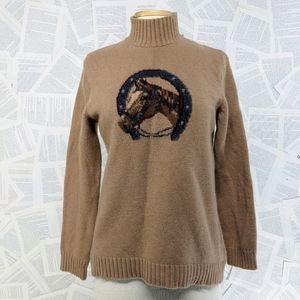 Vintage Ralph Lauren Tan Horse Head Sweater Sz L